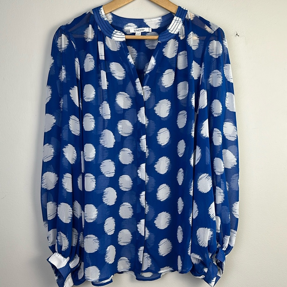 Chico's Blue and White Blouse - Picture 8 of 16